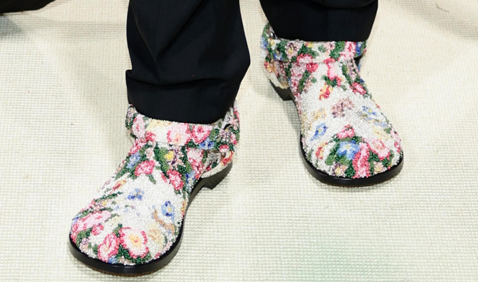 Josh O'Connor wears Loewes on the Met Gala 2024 red carpet in New York City.