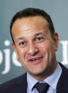 Ireland's Prime Minister Leo Varadkar speaks to the media at Government Buildings in Dublin, Ireland, Tuesday Oct. 15, 2019. European Union officials expressed hope Tuesday that a Brexit deal with Britain might finally be in sight. (Niall Carson/PA via AP)
