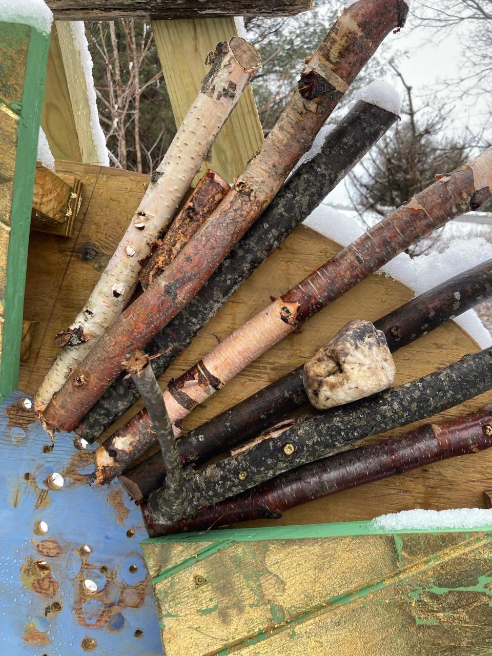 Henry Dean and his collaborators collected sticks from the surrounding areas to add to the sculptures that are a part of 'Now and then.'