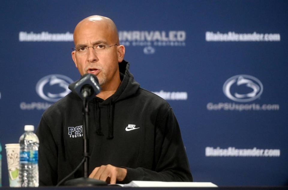 Penn State football coach James Franklin talks about the upcoming game against UMass during his weekly press conference on Tuesday, Oct. 10, 2023.