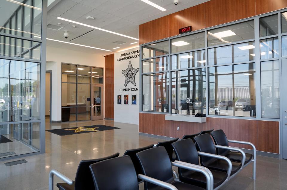 The lobby area inside the new James A. Karnes Corrections Center on the West Side of Columbus.