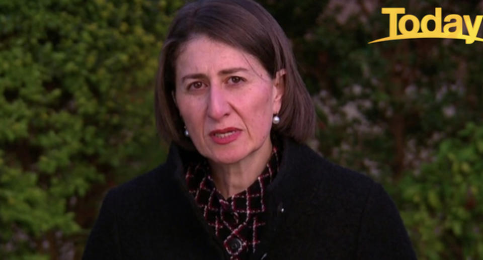 NSW Premier Gladys Berejiklian speaks on camera to the Today Show.