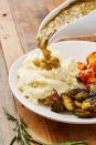 <p>Technically, gravy is a mixture of meat drippings, flour, and stock. Here, you’ll basically make vegetable drippings by sautéing umami-rich mushrooms and sweet-yet-spicy onion in olive oil.</p><p>Get the <a href="https://www.delish.com/uk/cooking/recipes/a29696350/vegetable-gravy-recipe/" rel="nofollow noopener" target="_blank" data-ylk="slk:Mushroom Gravy;elm:context_link;itc:0;sec:content-canvas" class="link ">Mushroom Gravy</a> recipe.</p>