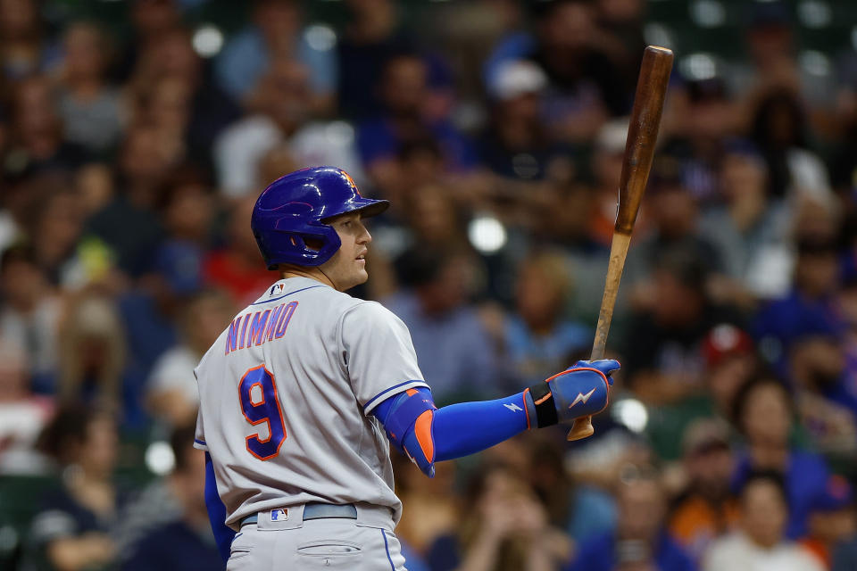Longtime Mets center fielder Brandon Nimmo looks set to finish his career in Queens. (Photo by John Fisher/Getty Images)