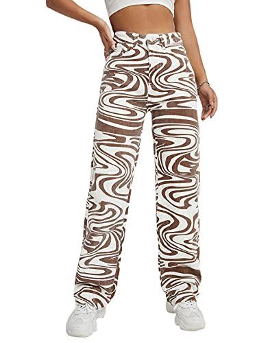 6) WDIRARA Women's Zebra Print High Waisted Jeans