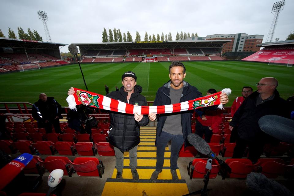 Wrexham owners Rob McElhenney (left) and Ryan Reynolds are determined to take the club back into the Football League (Peter Byrne/PA) (PA Archive)