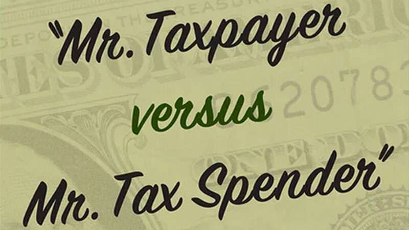 A portion of the book cover of "Mr Taxpayer versus Mr. Tax Spender"