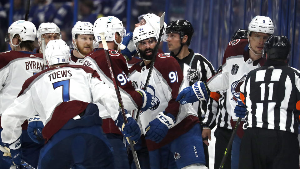 Nazem Kadri's overtime winner in Game 4 caused quite a stir. (Photo by Eliot J. Schechter/NHLI via Getty Images)