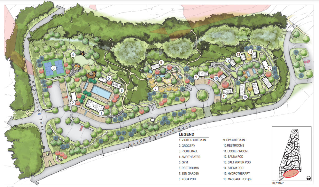A map of the "Resort Core" of the glamping development proposed off of Major Mountain road in East Buncombe, near Black Mountain.