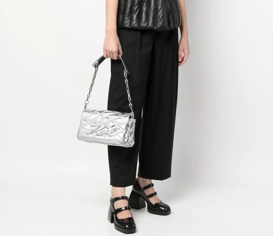 Karl Lagerfeld K/Signature Soft Quilt metallic bag. (PHOTO: Farfetch)