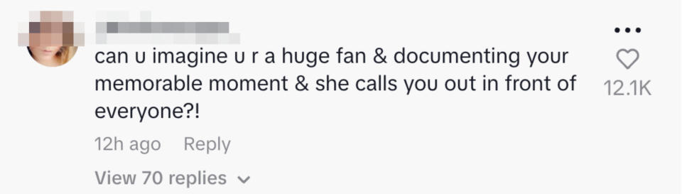 "can u imagine u r a huge fan & documenting your memorable moment & she calls you out in front of everyone?!"