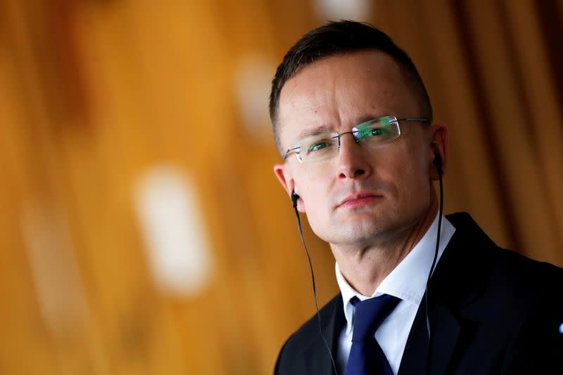 FILE PHOTO: Hungarian Foreign Minister Peter Szijjarto attends a news conference at the Itamaraty Palace in Brasilia