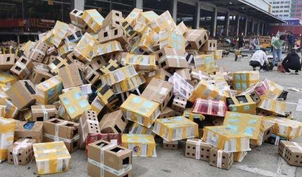 One of the "mountains" of delivery boxes containing the abandoned pets. Source: Weibo