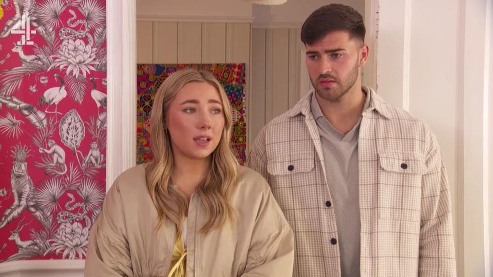 hollyoaks october 2023, peri lomax and romeo nightingale in the shared house