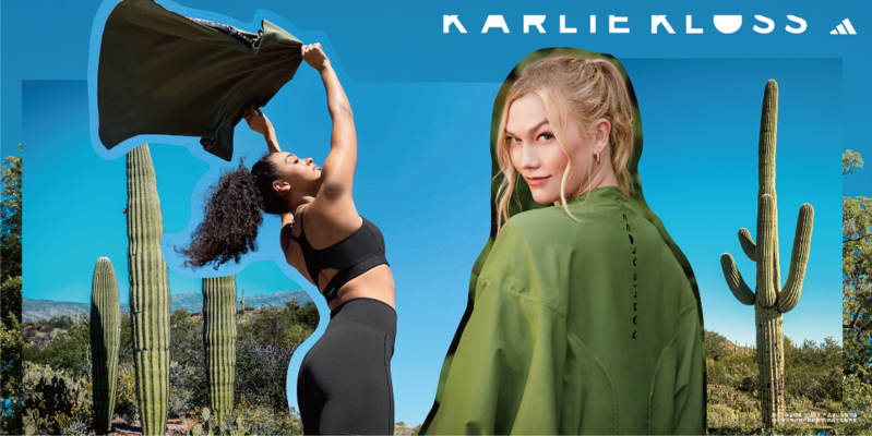 超模Karlie Kloss本月與adidas攜手推出adidas x Karlie Kloss 2021秋冬聯名運動系列，打造兼顧實用機能及友善環境的時尚運動單品。（adidas提供）