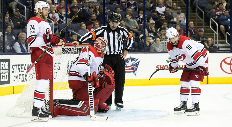 The Carolina Hurricanes, forever doomed by a low PDO. (Adam Lacy/Icon Sportswire via Getty Images)