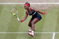 <b>Serena Williams - 30 </b><br>Serena Williams of the United States returns a shot to Caroline Wozniacki of Denmark in the Quarterfinals of Women's Singles Tennis on Day 6 of the London 2012 Olympic Games at Wimbledon on August 2, 2012 in London, England. (Photo by Clive Brunskill/Getty Images)