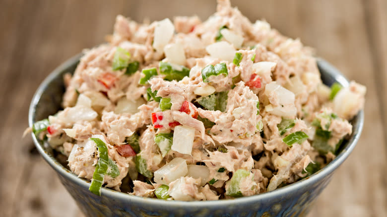 close up of tuna salad