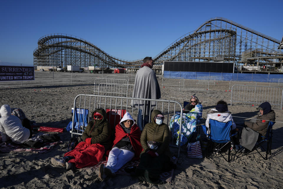 People gather ahead of a campaign rally for Republican presidential candidate former President Donald Trump in Wildwood, N.J., Saturday, May 11, 2024. (AP Photo/Matt Rourke)