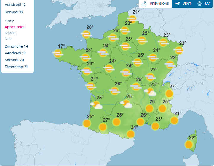 Les prévisitions météo attendues pour ce samedi 13 avril.
© Météo-France