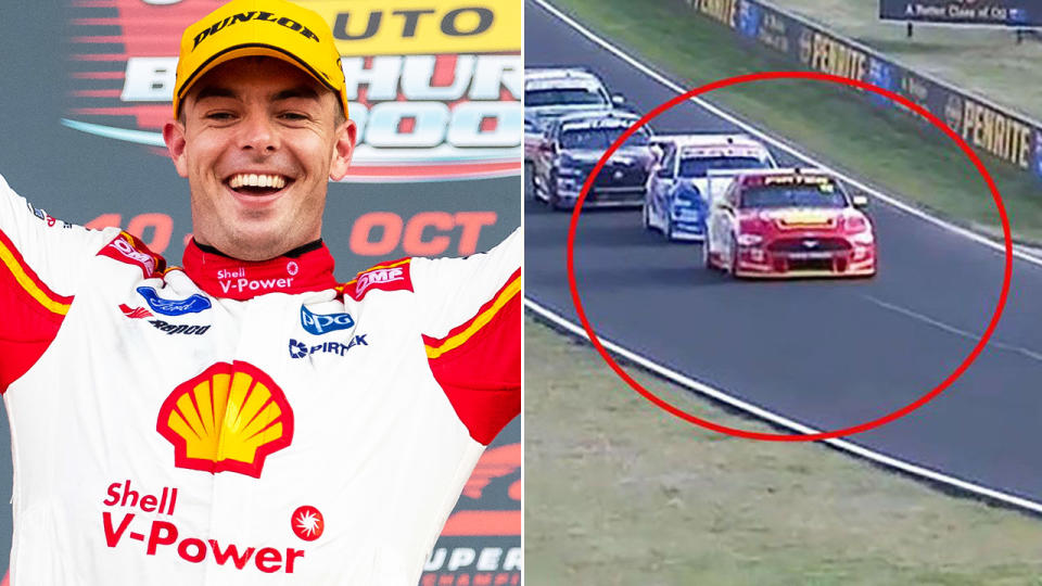 Scott McLaughlin won Bathurst after Fabian Coulthard's controversial slow down. Image: Getty