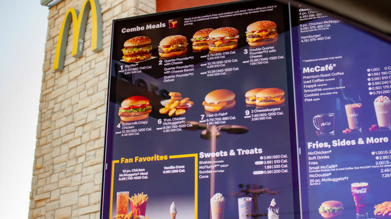 McDonald's Drive Thru menu