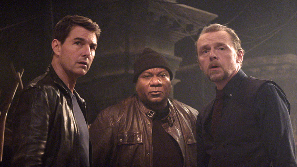  Tom Cruise, Ving Rhames, and Simon Pegg cryptically looking in the same direction in Mission: Impossible - Dead Reckoning Part One. 