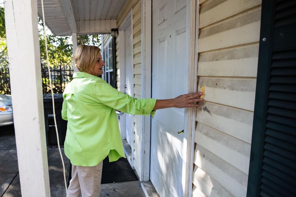 Senator Loranne Ausley, who is running for reelection, canvasses through a Tallahassee neighborhood during the first week of early voting Wednesday, Oct. 26, 2022.