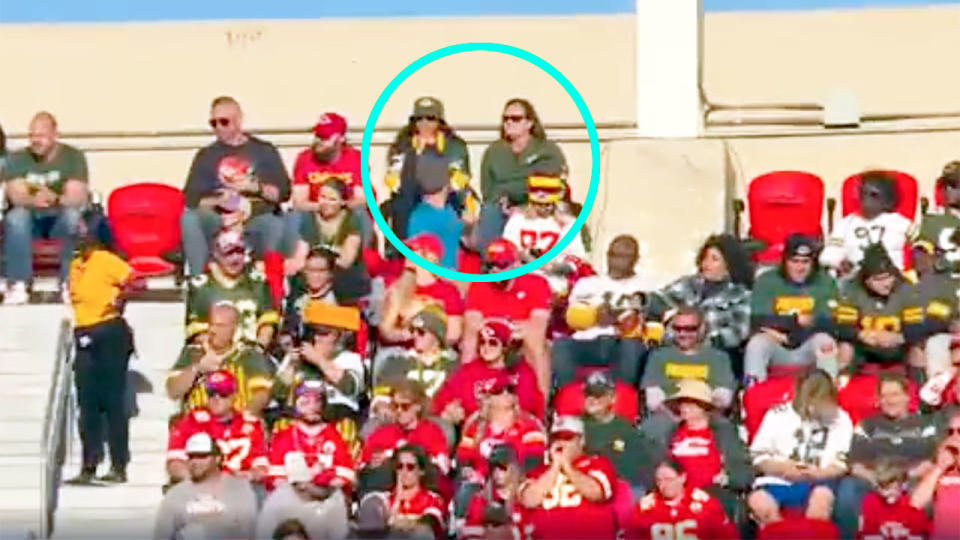 Jordan Love's mum and girlfriend took the booby prize for worst family seats in week 9 of the NFL. Pic: NFL Memes