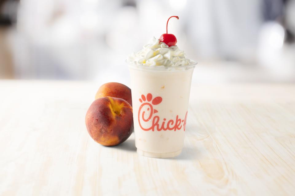 Chick-fil-A brings back the Peach Milkshake for a limited time. (Courtesy: Chick-fil-A)