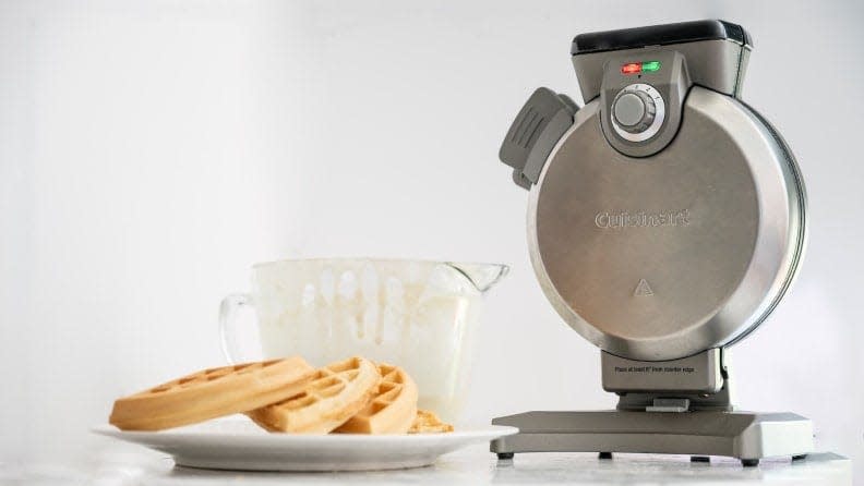 Cuisinart's vertical waffle maker not only bakes great waffles but makes storage easy.