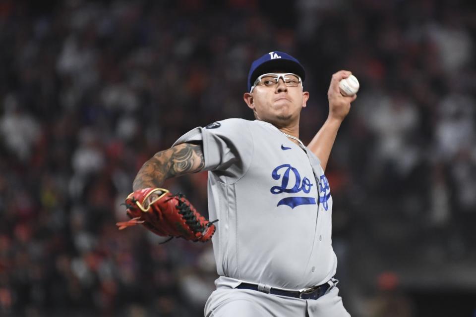 Dodgers pitcher Julio Urías delivers a pitch.