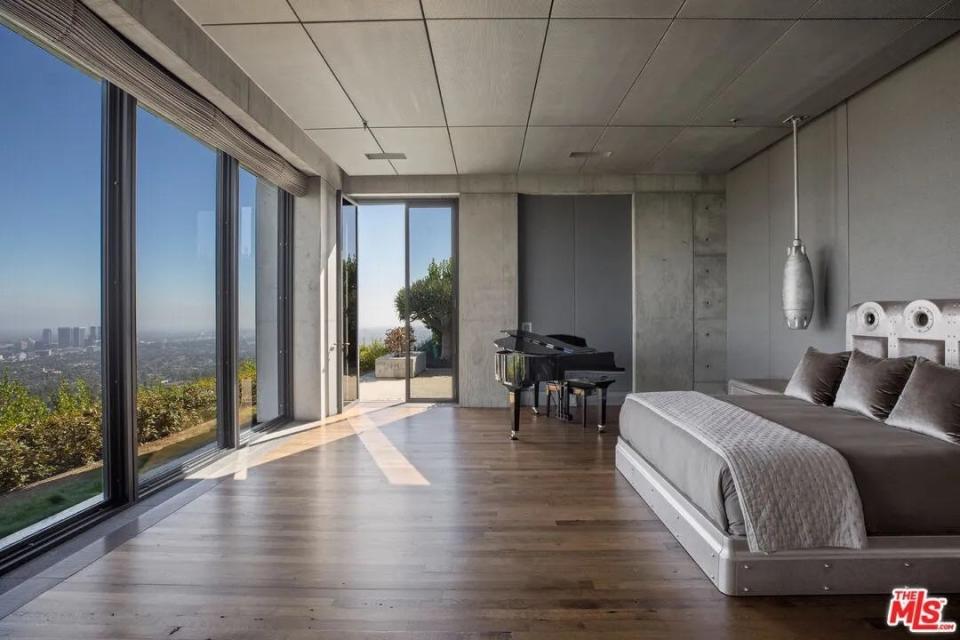 One of the bedrooms inside James Jannard's listed Beverly Hills mansion.