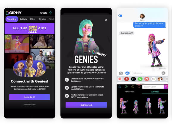 Genies has teamed up with Giphy for virtual avatars.