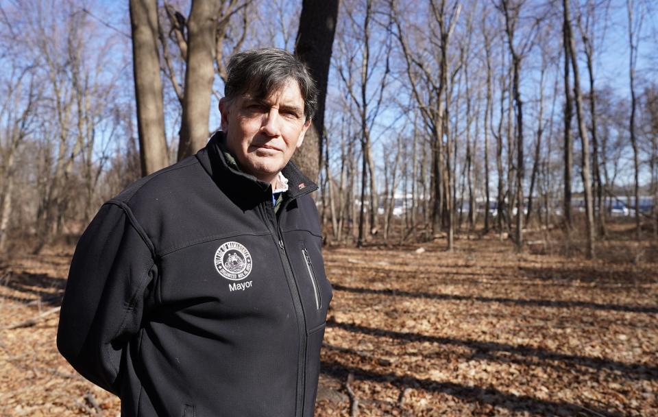 Mamaroneck Mayor Tom Murphy, and chairman of the Westchester Joint Water Works, photographed on the site of a proposed location for a filtration plant to service Mamaroneck and Harrison. Saturday, February 18, 2023.  