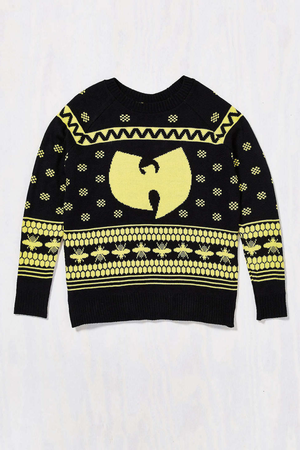 <p>If you want to capture the ugly sweater vibe but don’t want to be <i>outright</i> festive, this knitted piece featuring the famous Wu-Tang W will let the world know you ain’t nothin’ to f*** with. $69 at <a href="http://www.urbanoutfitters.com/urban/catalog/productdetail.jsp?id=37284833&color=001&cm_mmc=SEM-_-Google-_-PLA-_-82530654304product_type_l1m%26product_type_l2app%26product_type_l3sweaters&adpos=1o1&creative=50629763944&device=c&matchtype=&network=g&gclid=CJHRn_6wz8kCFVKQHwodLnMEpA" rel="nofollow noopener" target="_blank" data-ylk="slk:Urban Outfitters;elm:context_link;itc:0;sec:content-canvas" class="link ">Urban Outfitters</a></p>