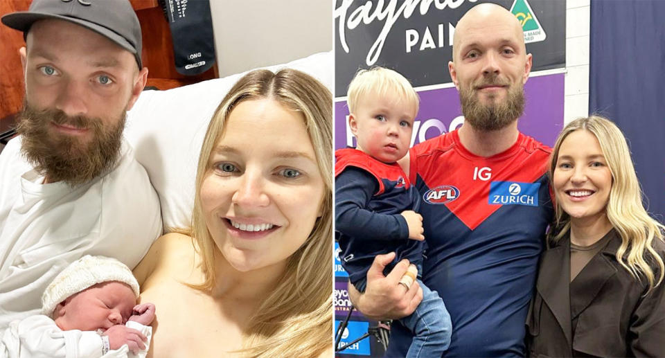 Max Gawn's wife and kids travelled with the Demons' skipper to Adelaide for their back-to-back games in South Australia. Pic: Instagram