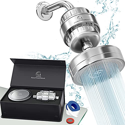 AquaHomeGroup Luxury Filtered Shower Head Set 15 Stage Shower Filter for Hard Water Removes Chl…