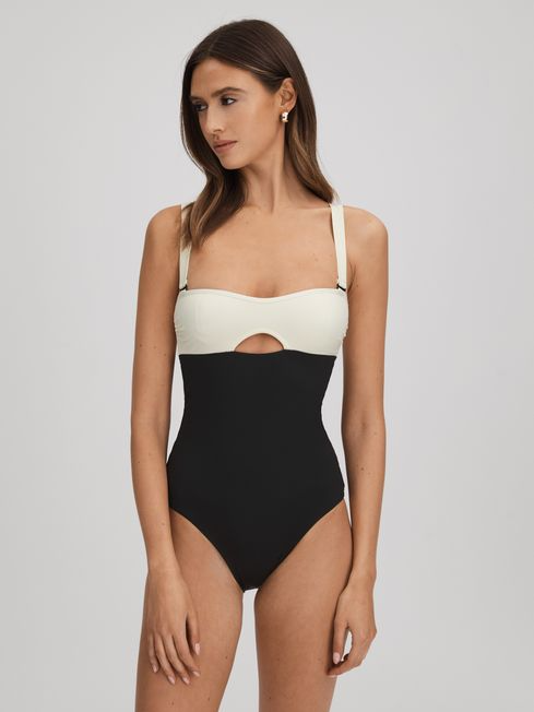 Reiss Lenni Plunge Halterneck Swimsuit