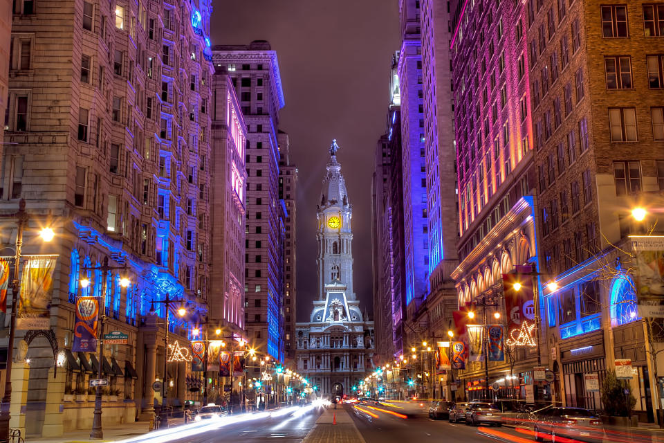 Downtown Philadelphia at night