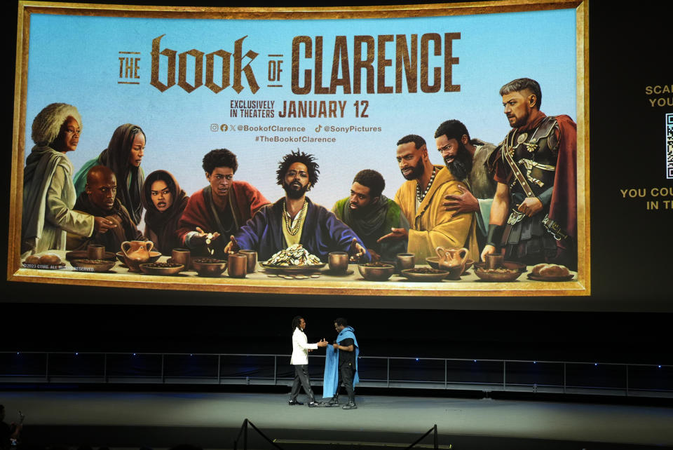 LOS ANGELES, CALIFORNIA - JANUARY 05: Producer Jay-Z (L) and Writer/Director/Producer Jeymes Samuel speak at the LA Premiere of THE BOOK OF CLARENCE at the Academy Museum of Motion Pictures on January 05, 2024 in Los Angeles, California. (Photo by JC Olivera/Getty Images for Sony Pictures)