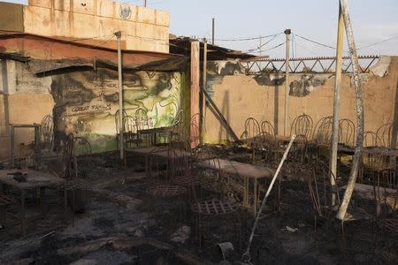 A ransacked bar allegedly owned by Francois Compaore, the ex-president Blaise Compaore's younger brother, is pictured in Ouagadougou, capital of Burkina Faso, November 3, 2014. REUTERS/Joe Penney