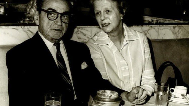 Mr. and Mrs. Irving Berlin enjoy Christmas dinner at The Colony in this undated photo.