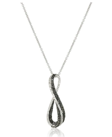 Amazon Sterling Silver Black and White Diamond Infinity Pendant Necklace (1/3 cttw)