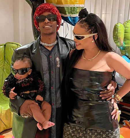 <p>A$AP ROCKY/Instagram</p> A$AP Rocky and Rihanna pose with son RZA