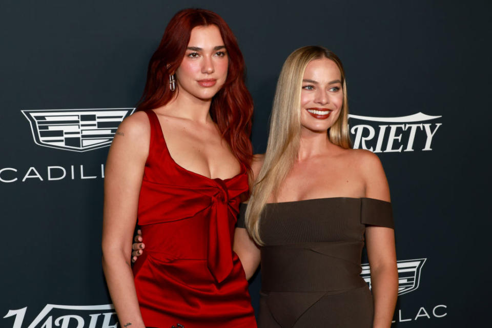 LOS ANGELES, CALIFORNIA - NOVEMBER 16: Dua Lipa and Margot Robbie attend the 2023 Variety Power Of Women at Mother Wolf on November 16, 2023 in Los Angeles, California. (Photo by Kayla Oaddams/Getty Images)