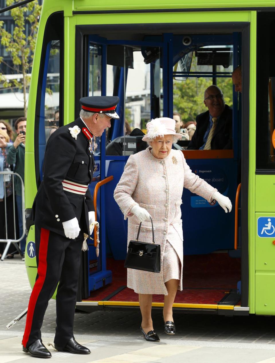 Queen Elizabeth taking the bus