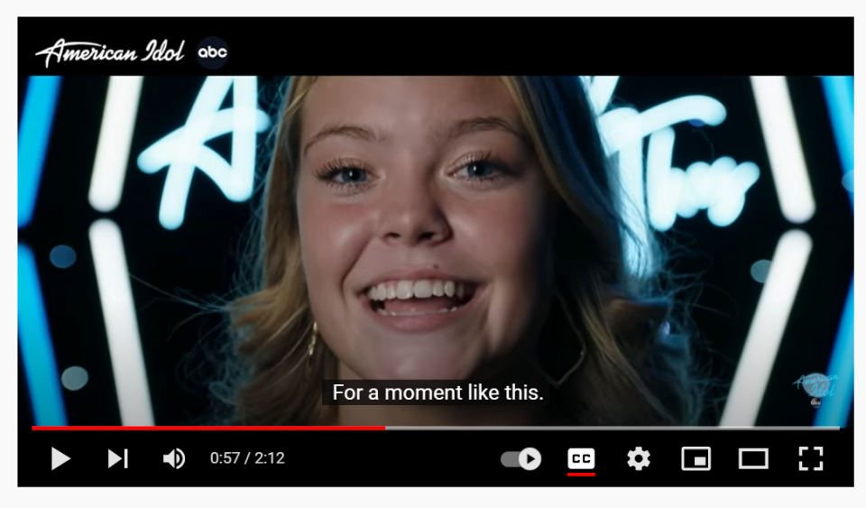 American Idol Season 20 YouTube promo video screen capture of contestant Carrie Brockwell.