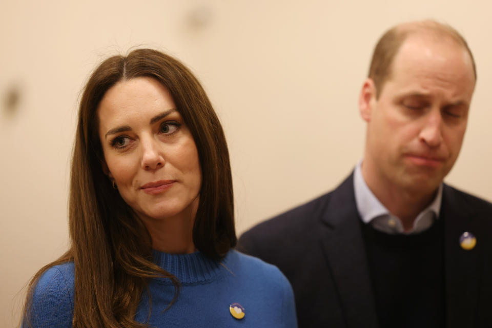 Kate Middleton with her husband, Prince William, during a visit to the Ukrainian Cultural Center in Holland Park in London.  Source: Ian Vogler-WPA Pool/Getty Images.