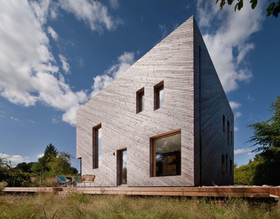 <p>• Scotland</p><p>A labour of love, Ostro Passivhaus was built over a period of eight years of evenings and weekends by the architect owners. Ensuring that it met the exacting mathematical standards of the Passivhaus certification was key to the cube-like design. With design features reminiscent of Mackintosh’s Hill House, the two-storey eco home clad in timber, utilises ingenious storage solutions too, such as hidden drawers in the steps and a gin store next to the kitchen worktop.</p><p><strong>– Featured in episode one of <strong>Grand Designs House of the Year</strong> (Hard to Build Houses)</strong></p>